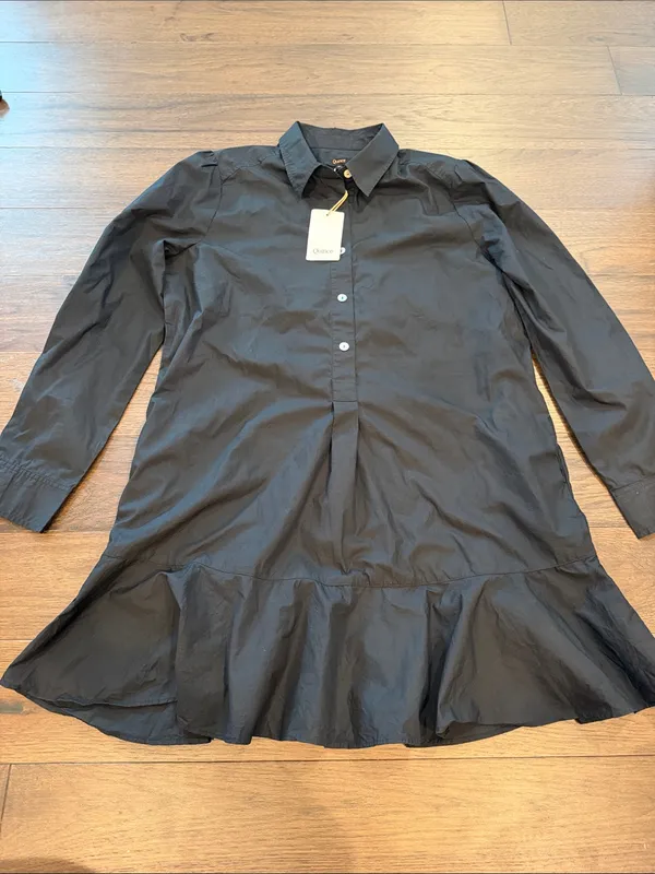 Quince 100% Organic Cotton Poplin Drop Waist Shirt Dress Black Medium NWT C30-00 - Image 4