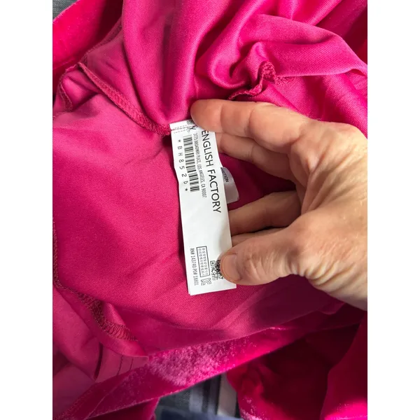 English Factory NWT Fuchsia Pink Velvet Puff Sleeve Mini Dress Small - Image 8