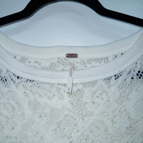 Free People Cream Not Cold In This Lace Sweater Size XS - Image 4