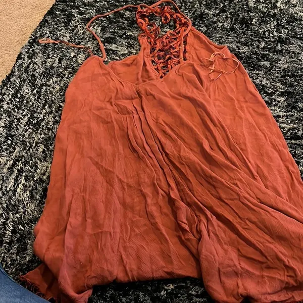 Free people orange‎ rust mini dress small - Image 6