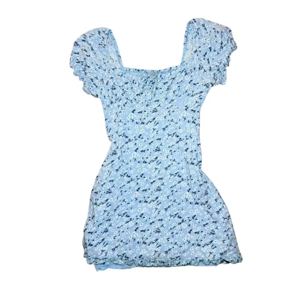 Sky‎ & Sparrow Blue Floral Embroidered Puff Sleeve Mini Dress Cottagecore Square - Image 5