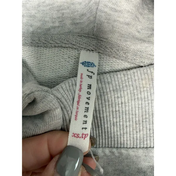 Free People FP Movement Fast Break Cotton Terry Pullover Grey Hoodie XS - Image 8
