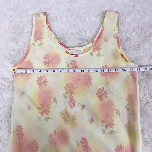 VINTAGE Y2K Express Sheer Layered Floral Maxi Dress Size 8‎ Yellow Fairy Spring - Image 8