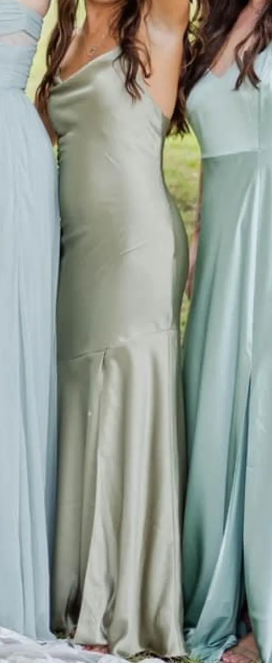 Satin Formal Dress Silver Size 0 - Image 3