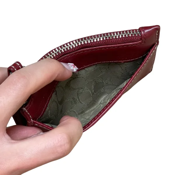 Red Mahogany Vintage Leather Coach Mini Skinny ID Wallet Coin Purse Card Holder - Image 5