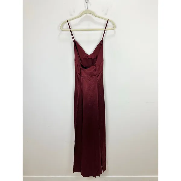 J.Crew Cross Back Dress Textured Satin Slip Burgundy Evening Formal US 14 NWT - Image 10