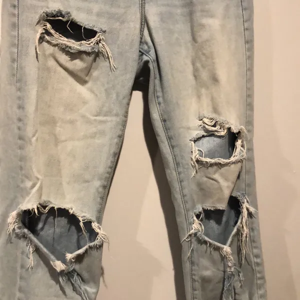 Garage Light Wash Distressed Straight Leg Jeans - Image 2