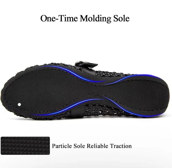 Bouwno Woven Ballet Flats Mesh Mary Jane Flats Comfortable Buckle Strap size 5.5 - Image 2