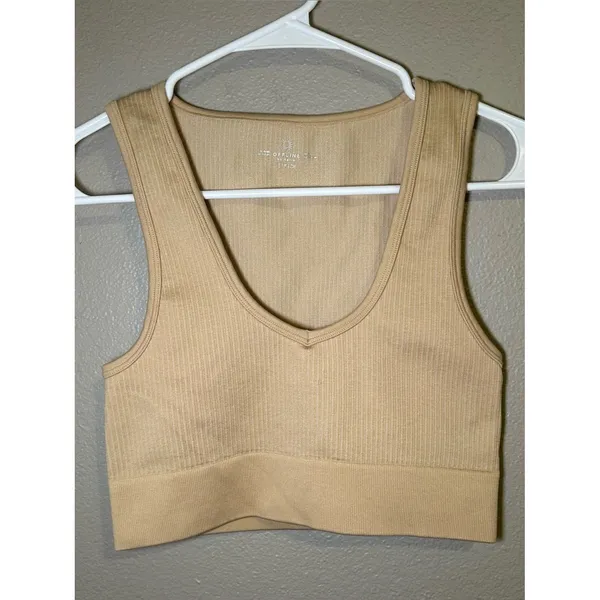 Aerie Offline Recharge Least Support Neutral Ribbed Sports Bra Womens Size Small - Image 2