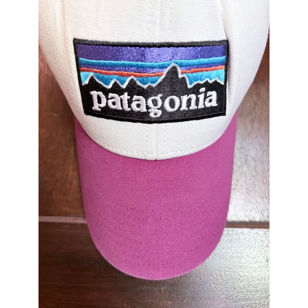 Patagonia P-6 Logo Trucker Hat Magenta Purple‎ White Mesh Snapback Cap - Image 2
