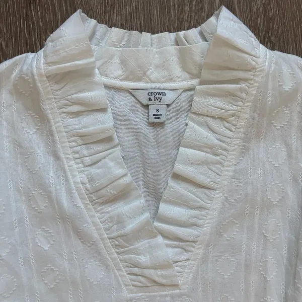 Crown &‎ Ivy Dress Women's Size Small White Tiered Cotton Preppy Coastal Beachy - Image 5