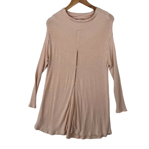 Free People Womens Medium Top Sweater Ribbed Sweater Stretch Long‎ Sleeve Cutout - Image 2