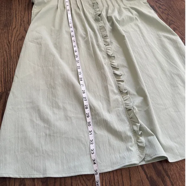 Sage Green Ruffle Sleeve Pintuck Mini Dress Pockets Boho‎ Cottagecore Size L - Image 6