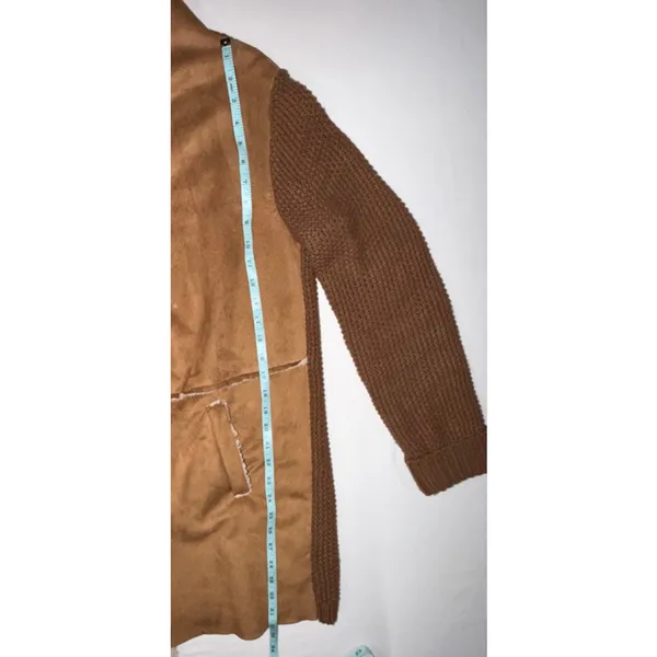 Orange Creek Sherpa Cardigan Coat M/L Brown Faux Suede Knit Boho Western Jacket - Image 6