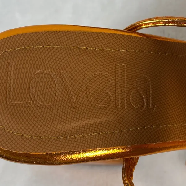 Lovella Metallic Gold Flower Thong Sandals Heels Party Wedding‎ Shoes Size 8/38 - Image 8