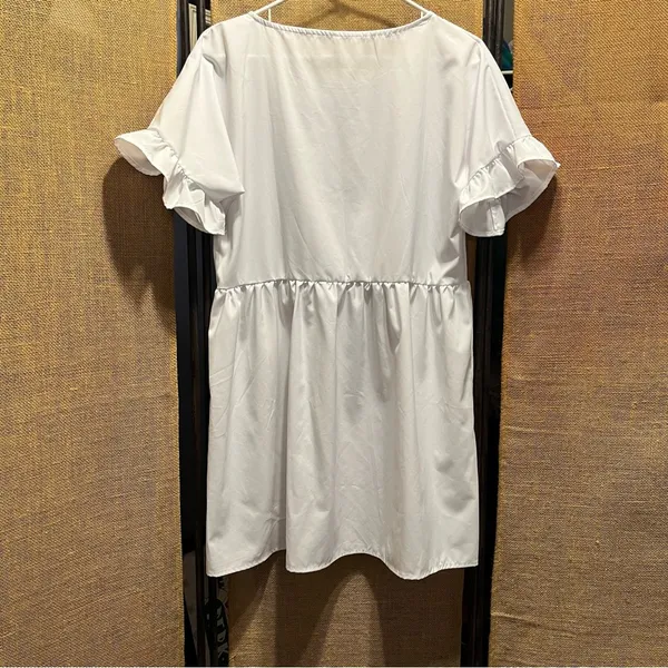 2XL White Ruffled Sleeve Mini Dress - Image 5