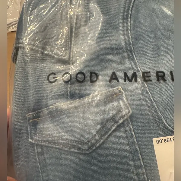 $199‎ NeW Good American Fit for Success Denim blue Jumpsuit medium - Image 7