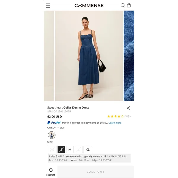 Commense Sweetheart Collar Denim Midi Dress - Image 7