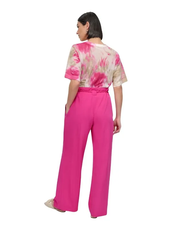 NWT DKNY Drawstring Tie-Front Wide-Leg Paperbag Pants P5DKFB17 Vivid Pink 4 - Image 6