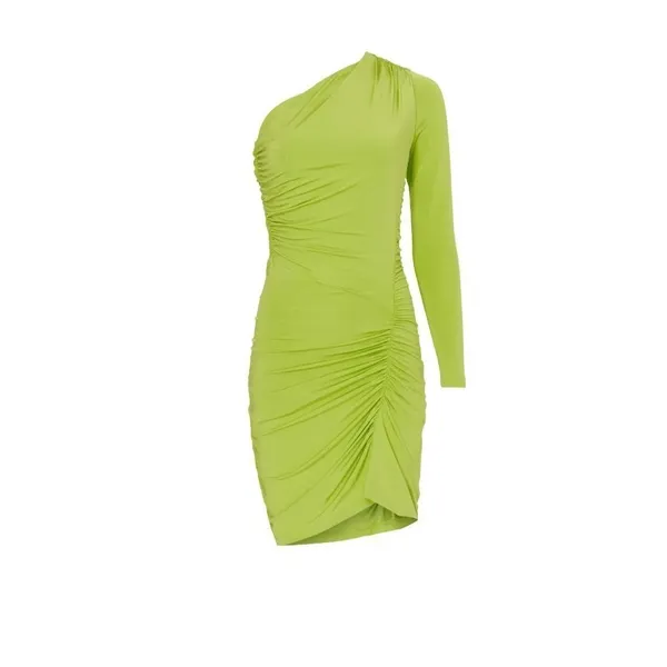 Atlein Collective One Shoulder Dress in Green XLarge Womens Jersey Mini - Image 12