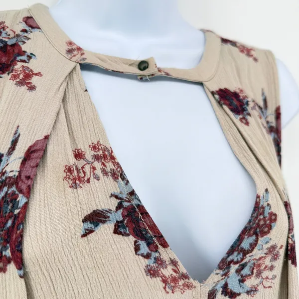 Free People Get Your Love Slip Dress M Beige Floral Cutout Trapeze Swing Tunic - Image 2