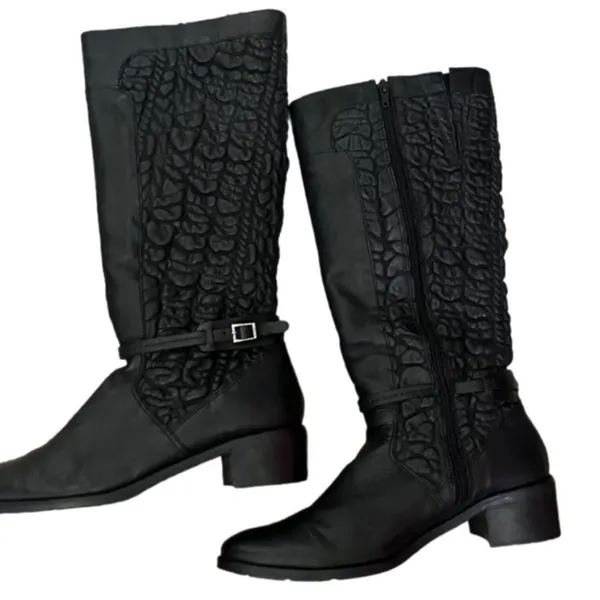 Mariana bubble leather Reanna boots BLACK Western Casual Mid Calf - Image 3