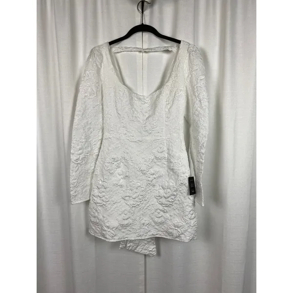 Lulus White Jacquard Elevated Icon Mini Dress Sz.M NWT - Image 6
