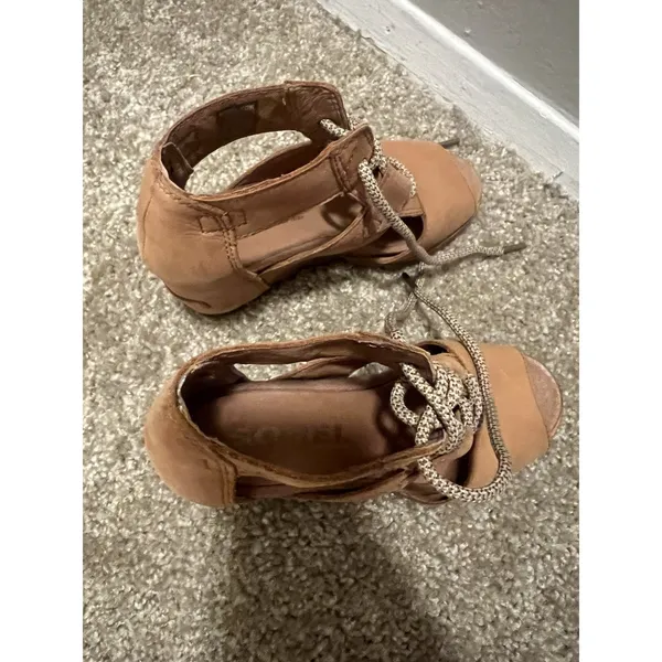 Sorel Women Joanie Ankle Leather Lace Up Open Toe Wedge Sandals shoes sz 6.5 - Image 8