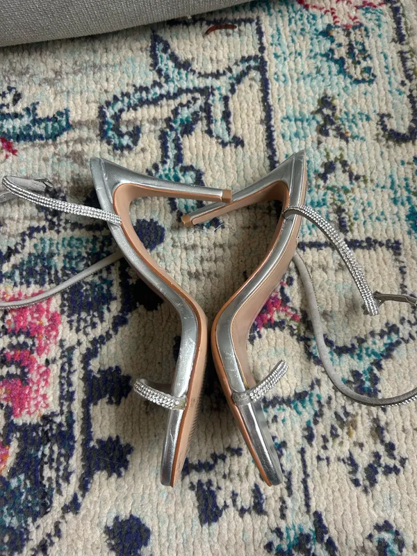 Steve Madden Heels Silver Rhinestone Strappy - Image 7