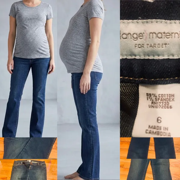 Liz Lange Dark Wash Maternity Bootcut Jeans (Size 6 - Image 2