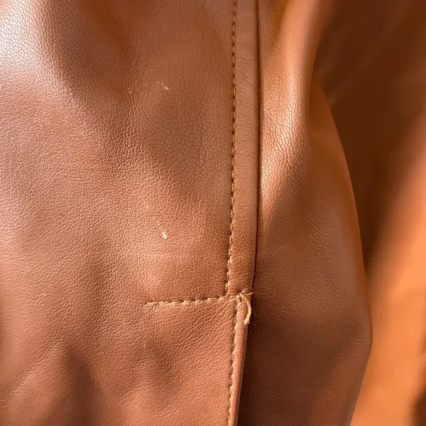 Zara Camel Brown Faux Leather Trench Coat - Image 6
