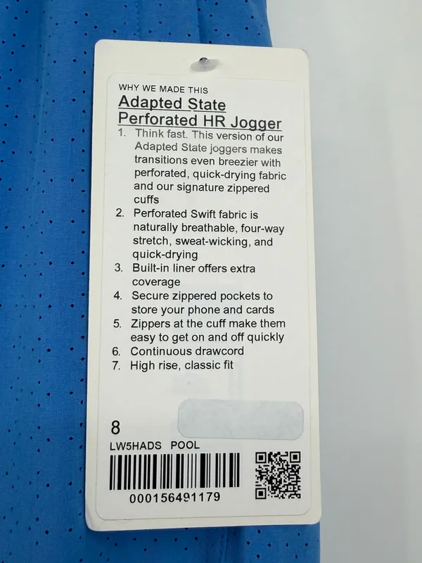 Lululemon Adapted State Perforated HR Jogger 8 Pool Party Blue NWT $128 - Image 11
