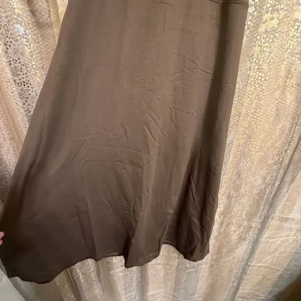 Patagonia W's Morning Glory Halter Chocolate Brown Tie Back Midi Dress XL - Image 4