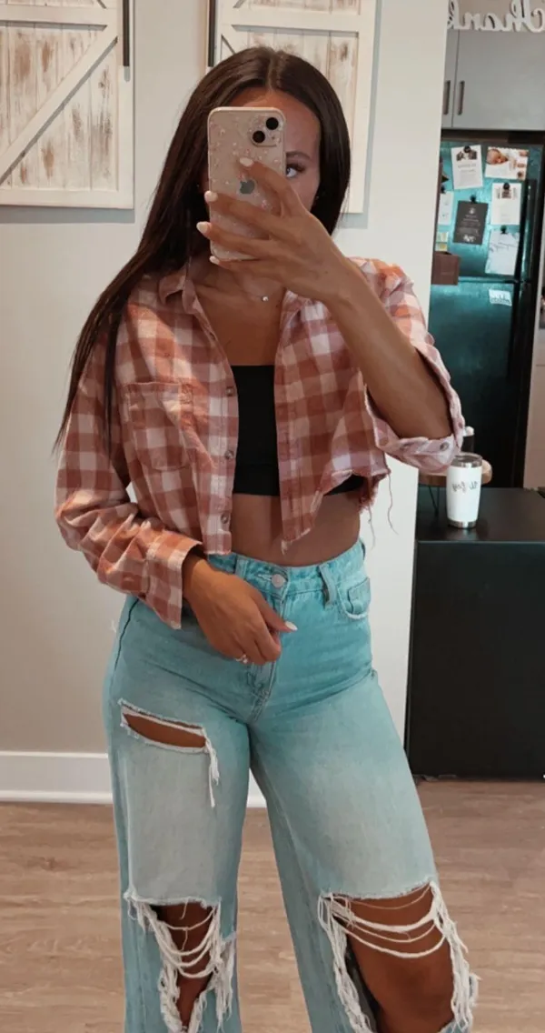 Cropped flannel White - Image 3
