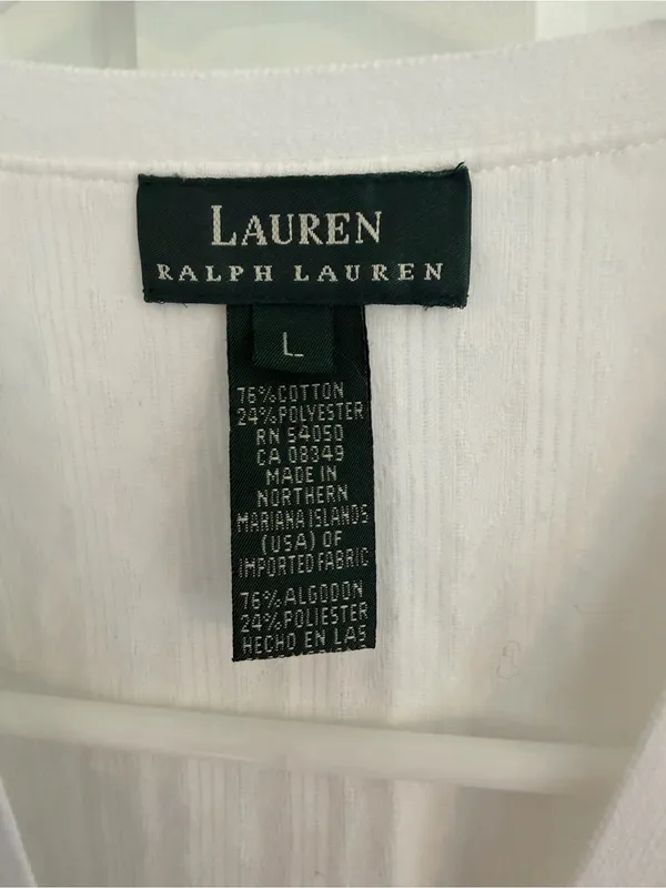 Vintage Lauren Ralph Lauren White Cable Knit Cardigan Sweater Large - Image 2