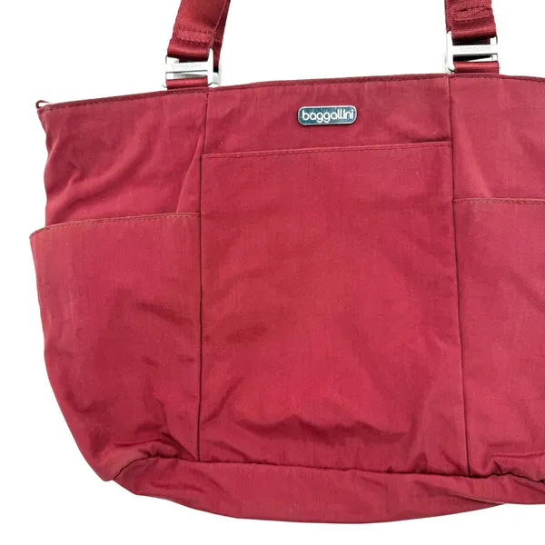 Baggallini Red Shoulder Tote Bag Yellow‎ Lined Multipocket Attached Coin Purse - Image 2