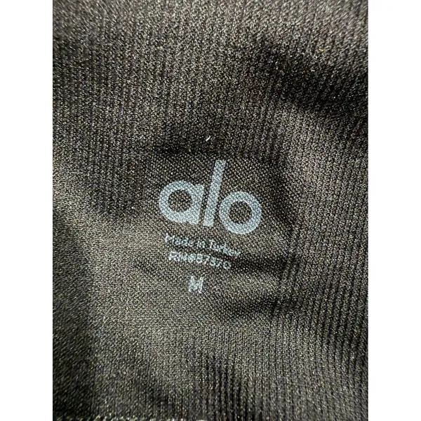 Alo Yoga Womens Black Moto High Waist Ribbed Mesh Inset Leggings Size Medium - Image 5