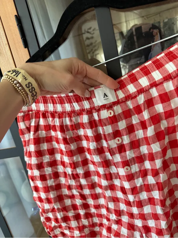 Anthropologie The Wren Boxer Shorts Bow Edition gingham high rise cotton pajamas - Image 6