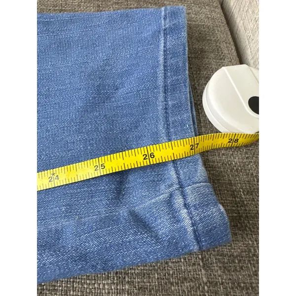 Haute Monde Blue Denim Jumpsuit Stretch Tie Waist Button Front Pockets Womens L - Image 7