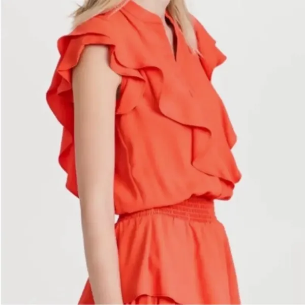 Amanda Uprichard Women’s Vareta Dress Ruffle Orange medium Mini - Image 2
