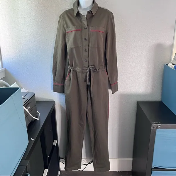 Boden Olive Denim Jumpsuit Green Size 8 - Image 2