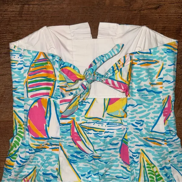 Lilly Pulitzer Franco Dress in You Gotta Regatta Ruffle Back Tie Strapless Dress - Image 7