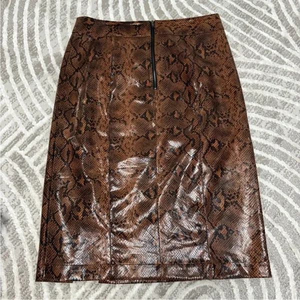 Express x Negin Mirsalehi Snakeskin Leather-like Midi Skirt‎ 10 - Image 4