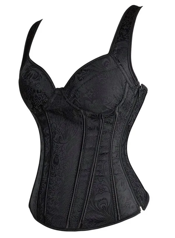 Strap corset with cups jacquard corset bustier tank top lace corset t shirt tee - Image 5