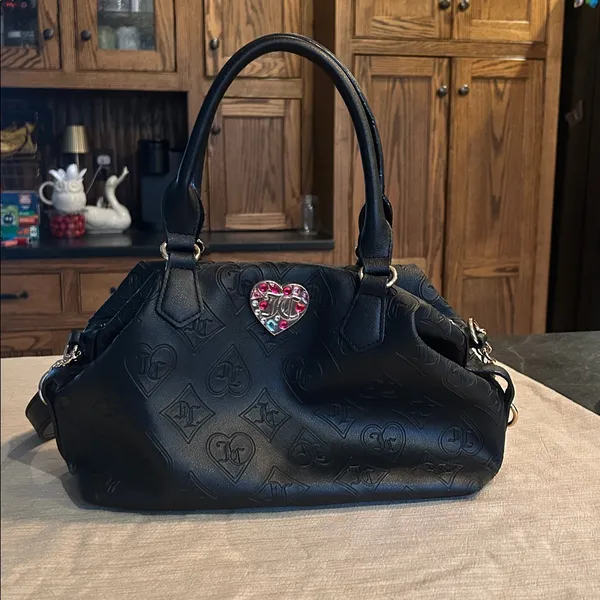 Juicy Couture Glitzed Out Black Hobo Crossbody Satchel Purse‎ Bag Gold y2k gems - Image 2