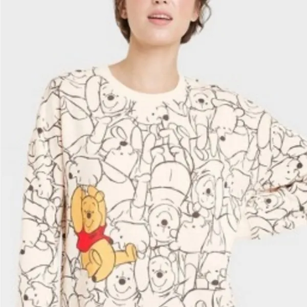 Disney Winnie the Pooh Women's Cream‎ Sweatshirt Size S - Image 3