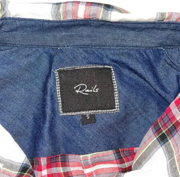 Rails Flannel Button Down Shirt Cream & Red Plaid - Image 9