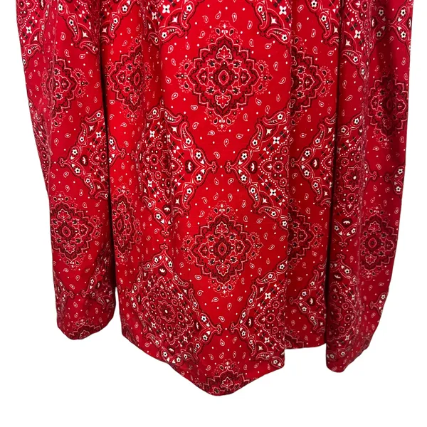 Women's Handkerchief Print Smocked Red Maxi Dress Size S/M - Image 14