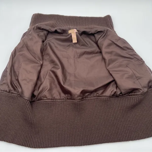 Vtg Y2K Twenty One Brown Puffer & Knit Vest Zip Up Chunky 2000s Size Large - Image 7
