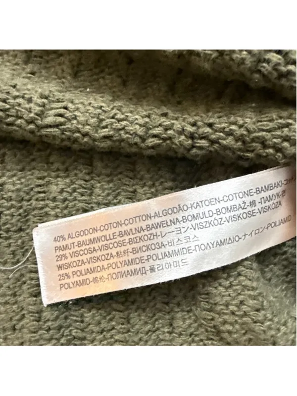 Massimo Dutti Cotton Cashmere Cable Knit Sweater Olive Green Small - Image 8